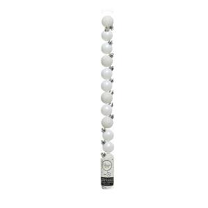 Decoris mini kerstballen - 14x st - wit - 3 cm - kunststof -