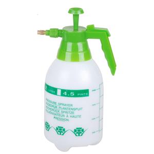 Sunnydays Plantenspuit met hoge druk sproeier - kunststof - 2 liter - wit/groen -