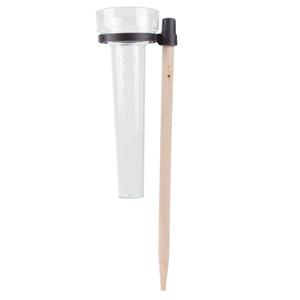 Regenmeter/neerslagmeter glas op een stok kunststof/hout cm -