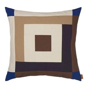 Ferm living Border Patchwork Sierkussen - Carob Brown/Bright Blue