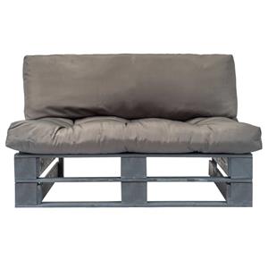 vidaXL Loungesofa Outdoor-Sofa Paletten mit Kissen in Grau Kiefernholz, 1 Teile