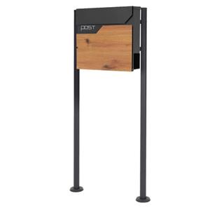 ML-Design Ecd Germany Brievencontainer, 37x37x11 Cm, Antraciet/houtdecor, Staal