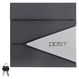 Ml-design - Briefkasten mit Zeitungsfach, 37x37x11 cm, Anthrazit/Silber, aus Edelstahl