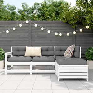 vidaXL 4-delige Loungeset massief grenenhout wit
