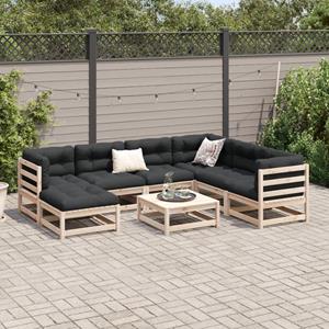 vidaXL 8-delige Loungeset met kussens massief grenenhout