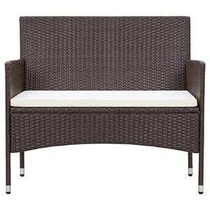 vidaXL Tuinbank met kussen poly rattan bruin