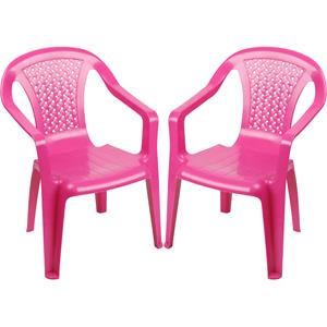 Sunnydays Kinderstoel - 2x - roze - kunststof - buiten/binnen - L37 x B35 x H52 cm -