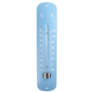 Esschert Design thermometer - voor binnen en buiten - lichtblauw - 30 x 7 cm - Celsius/fahrenheit -