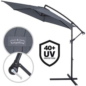 kingsleeve Sonnenschirm Sochi UV-Schutz 50+ mit Ständer 330cm Kurbel Alu schwenkbar neigbar Garten Terrasse Balkon 3,3m Ampelschirm uv Groß anthrazit