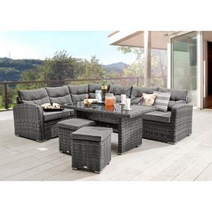 Destiny Tuinset Santa Loungehoek, 1 tafel 140x80x66 cm, 2 hockers, incl. kussens (set, 20-delig)