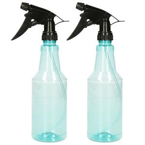 PlasticForte Plantenspuit met een inhoud van 500 ml - 2x - transparant blauw - verstuiver - 18 cm - kunststof -