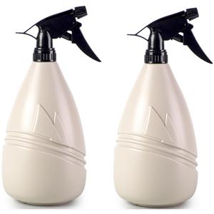 PlasticForte Plantenspuit met een inhoud van 1150 ml - 2x - beige - verstuiver kop - 26 cm - kunststof -