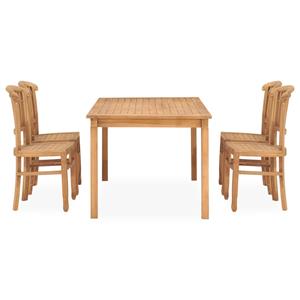 vidaXL 5-delige Tuinset massief teakhout