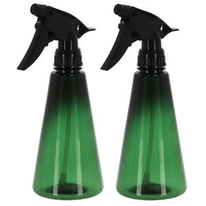 Esschert Design plantenspuit/vernevelaar - 2x - PET - smaragdgroen/zwart - kegelvorm - 21 cm -