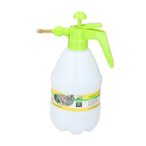 Kinzo Plantenspuit met hoge druk sproeier - kunststof - 2 liter - wit/groen - spuitkop -