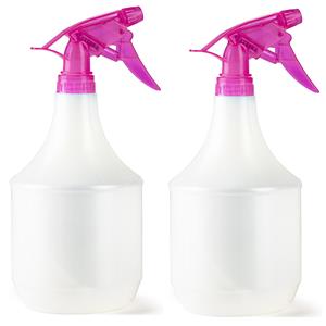 PlasticForte Plantenspuit met een inhoud van 1 liter - 2x - wit - roze verstuiver - 25 cm - kunststof -