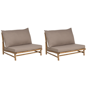 BELIANI Fauteuil set van 2 bamboe lichthout/taupe TODI