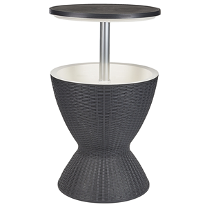 BELIANI Tuintafel met drankenkoeler zwart ⌀ 48 cm AISA