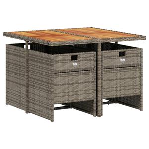 vidaXL 5-delige Tuinset met kussens poly rattan grijs