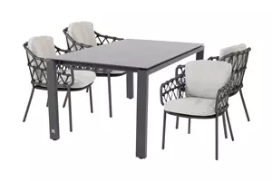 4 Seasons Outdoor Goa tafel HPL 160x95 cm met 4 Calpi stoelen