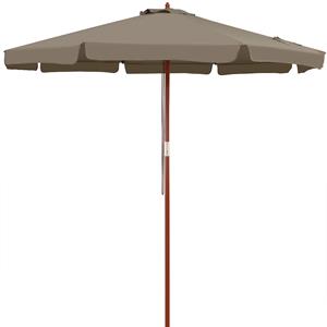 Holz Sonnenschirm 330 cm uv Schutz 80+ Schutzhülle Seilzug Groß Rund Stabil Windfest Marktschirm Gartenschirm Terrasse Balkon taupe - Kingsleeve