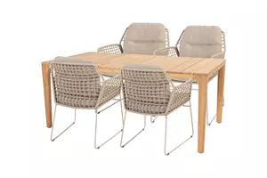 4 Seasons Outdoor Liam tafel 180x100cm met 4 Albano stoelen