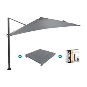 Garden Impressions GI Hawaii zweefparasol 300 x 300 cm. - Donker grijs - met voet en hoes