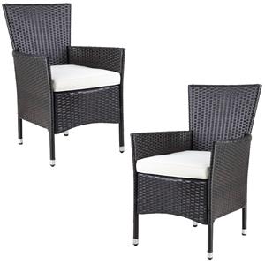 Casaria Polyrotan Tuinstoelen 2 Stuks Bruin/Cr&egrave;me stapelbaar