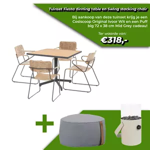 4 Seasons Outdoor Fiesta diningtafel 90x90 met 4 Swing diningstoelen