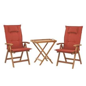 Beliani  JAVA - Bistroset voor 2 - Rood - Acaciahout