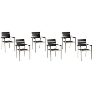Beliani  VERNIO - Tuinstoel set van 6 - Zwart|Zilver - Aluminium