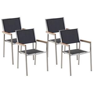 Beliani  GROSSETO - Tuinstoel set van 4 - Zwart - Polyester