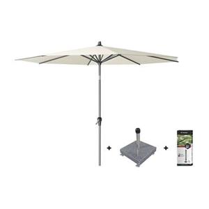 Platinum Riva stokparasol 3 m. rond - Ecru met voet en hoes