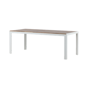 Nest outdoor Lasse aluminium tuintafel wit - houten tafelblad - 205 x 90 cm