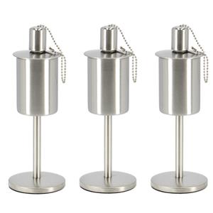Fancy Flames Esschert design RVS olie/tuinfakkel - 3x - 9.5 x 25 cm - op stabiele voet -