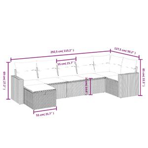 vidaXL 7-delige Loungeset met kussens poly rattan bruin