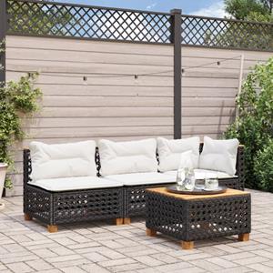 vidaXL Tuintafel 55x55x36 cm poly rattan en acaciahout zwart