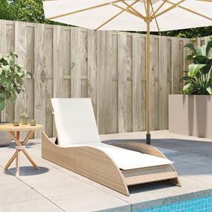 vidaXL Ligbed met kussen 60x205x73 cm poly rattan beige