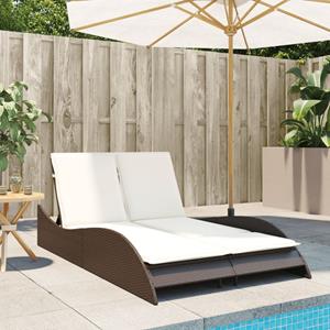vidaXL Ligbed met kussens 114x205x73 cm poly rattan bruin