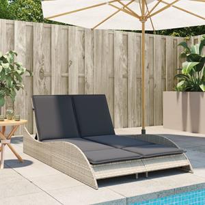 vidaXL Ligbed met kussens 114x205x73 cm poly rattan lichtgrijs