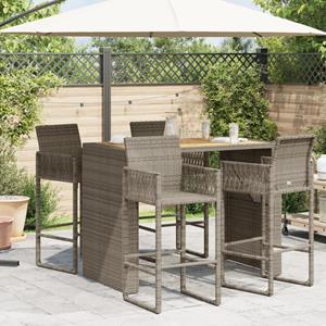 vidaXL Tuintafel met acaciahouten blad 145x80x110 cm poly rattan grijs