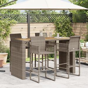 vidaXL Tuintafel met acaciahouten blad 185x80x110 cm poly rattan grijs
