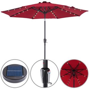 Kingsleeve Parasol Maïmi met LED verlichting kantelbaar rood - Ø 2.7m