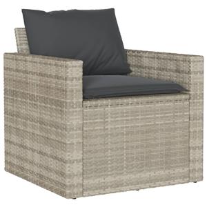 vidaXL 4-delige Loungeset met kussens poly rattan lichtgrijs