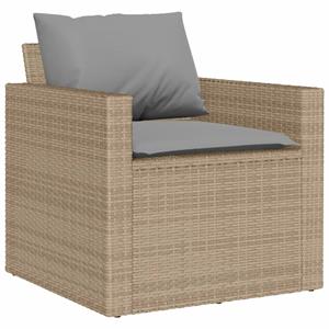 vidaXL 4-delige Loungeset met kussens poly rattan beige