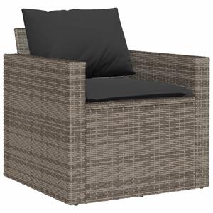 vidaXL 4-delige Loungeset met kussens poly rattan grijs