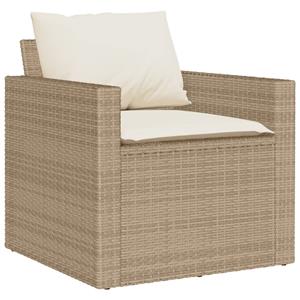 vidaXL 4-delige Loungeset met kussens poly rattan beige