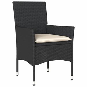 vidaXL 3-delige Bistroset met kussens poly rattan en glas zwart