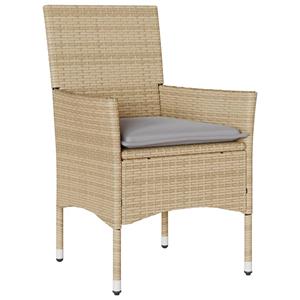 vidaXL 3-delige Tuinset met kussens poly rattan en glas beige