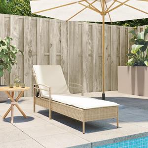 vidaXL Ligbed met kussen 63x200x81 cm poly rattan beige